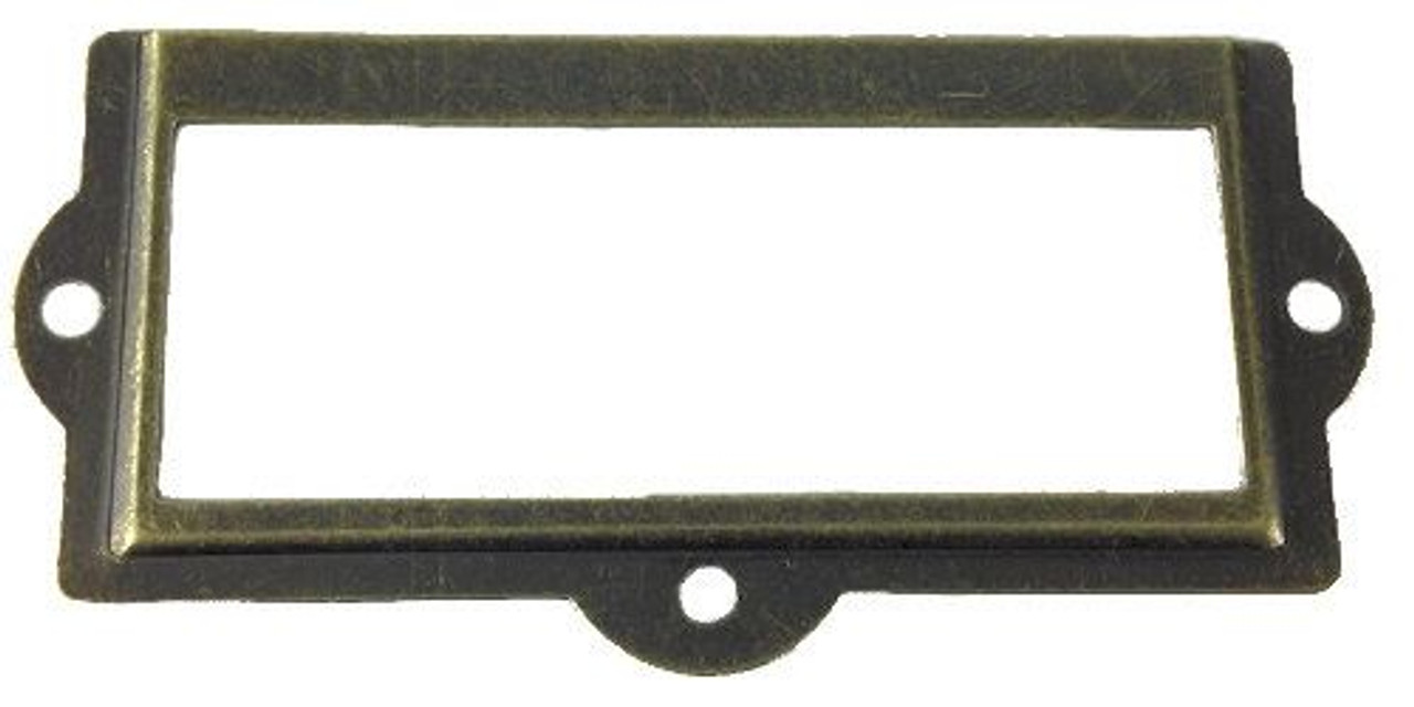 Antique Brass Metal Label Holder - 3 1/2