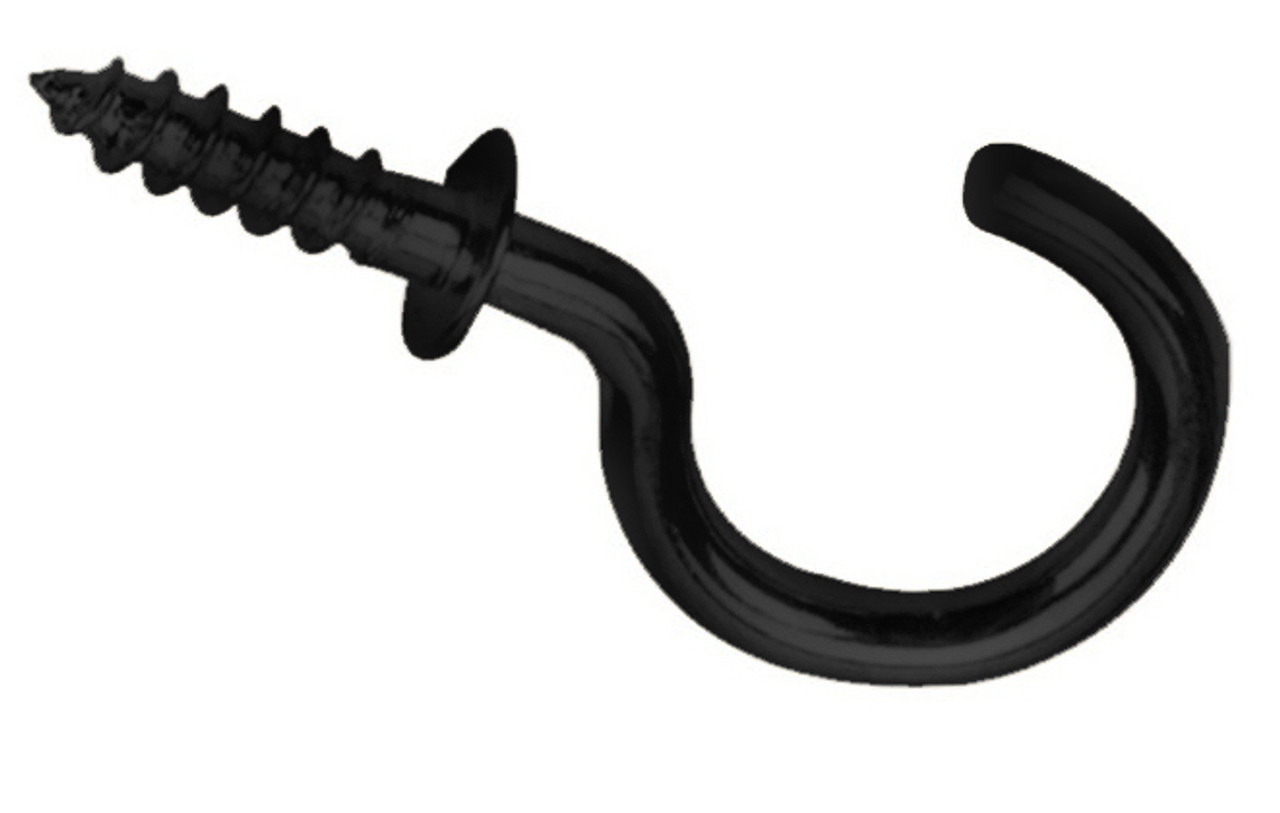 3/4 Cup Hook Black w/Shoulder (100 PER BAG) - D. Lawless Hardware