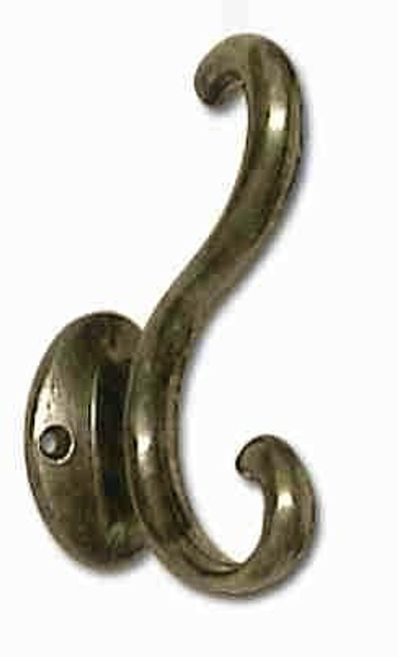 Coat Hook Antique Brass Double Prong 4-1/8 H21-P2641AB