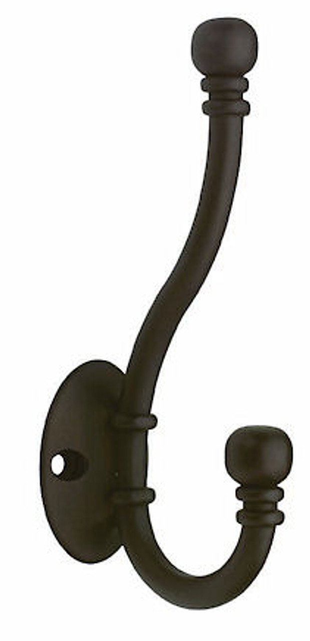 Ball End Two Prong Coat Hook 5 1/8 - Dark Oil Rubbed Bronze P2669-OB - D.  Lawless Hardware