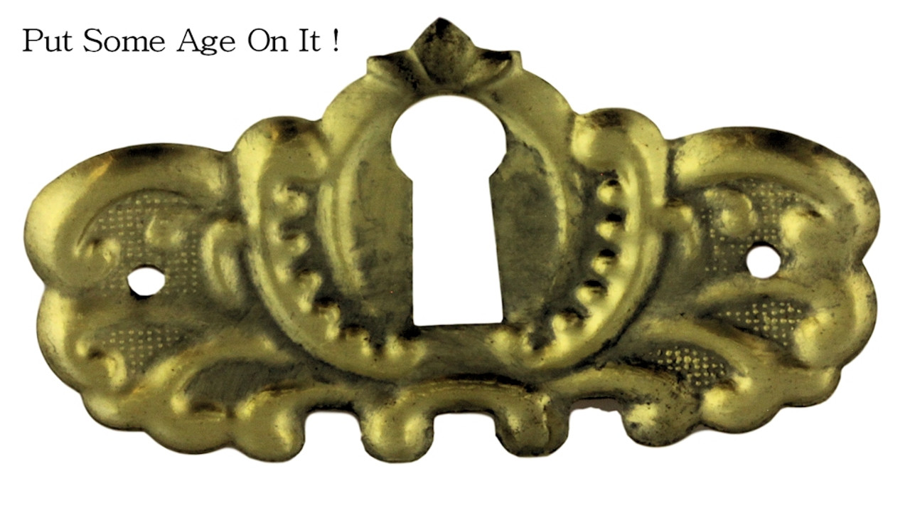 Vintage Cast Brass Keyhole Cover Escutcheon Plate 2 3/8" x 5/8"