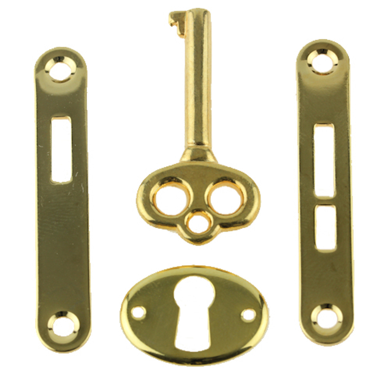 Gold Plated Jewelry Box Lock Set - Full Mortise (B361-1)