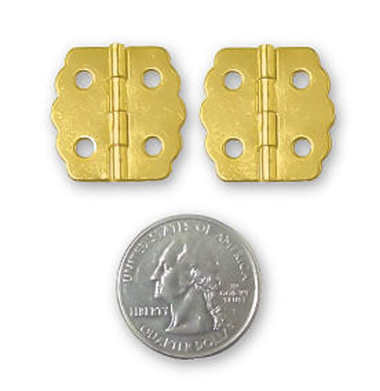 Pair (2) Humidor or Jewel Box Hinges With Screws 23X22mm - Polished Brass -  D. Lawless Hardware