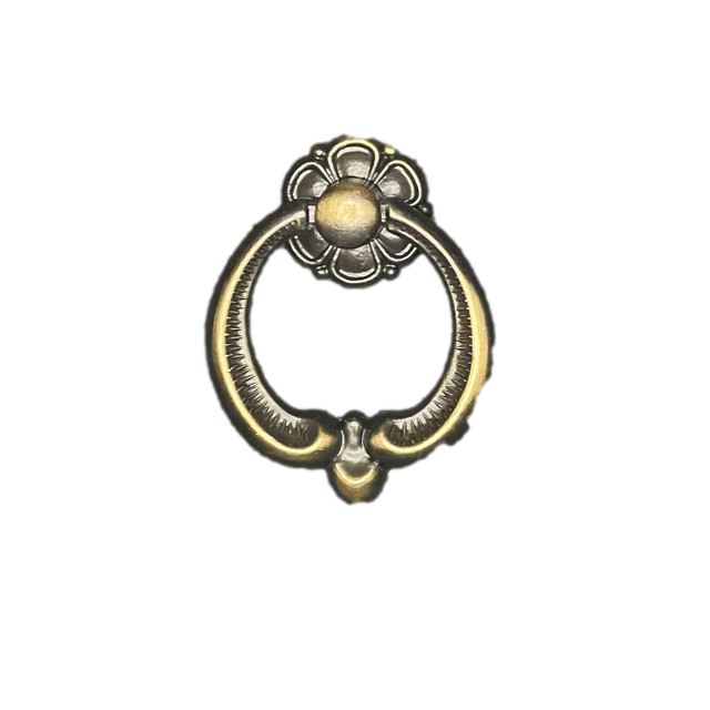 15/8" Ring Pull with Plate Antique Brass