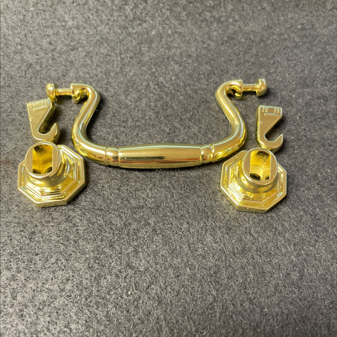 2-1/2 Queen Anne Chippendale Bail Pull Satin Brass - D. Lawless