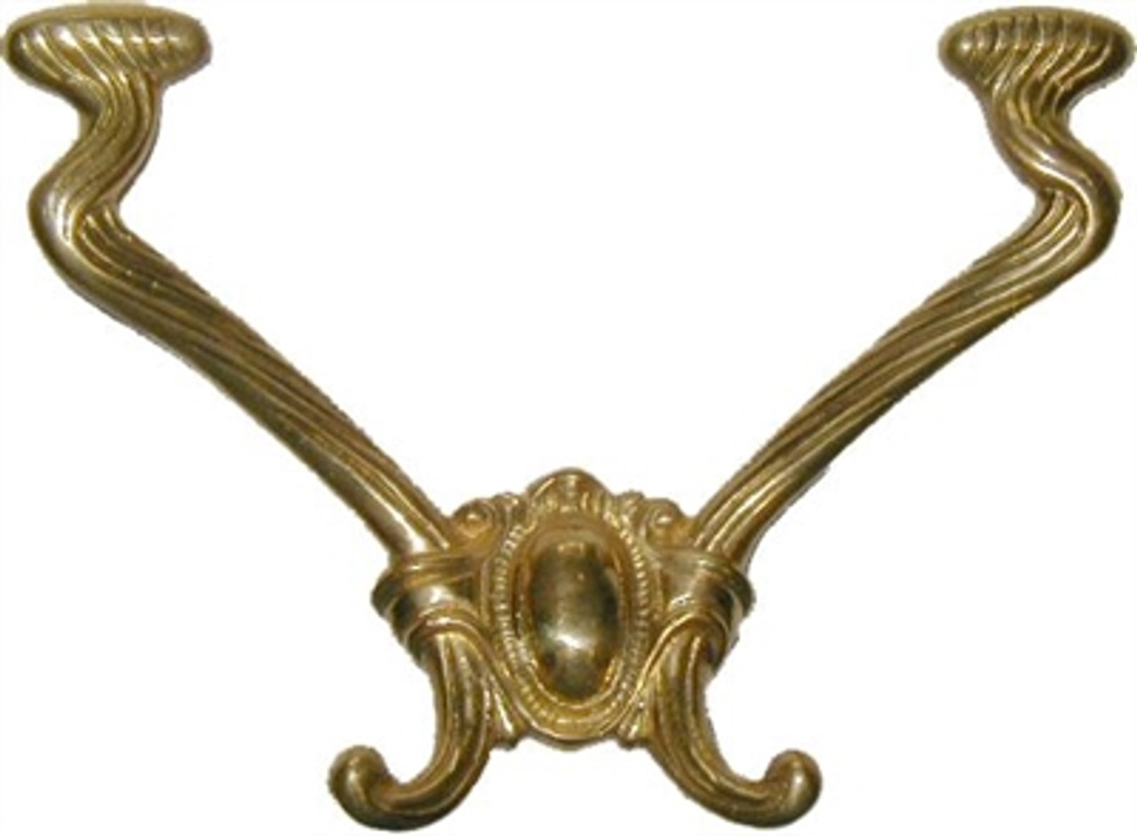 Double coat hooks - Hat and coat hooks - Aged brass coat hooks