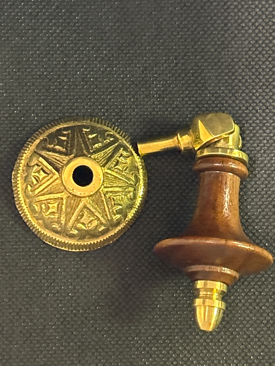 Eastlake Victorian Wooden Walnut Teardrop Pull Cast Brass