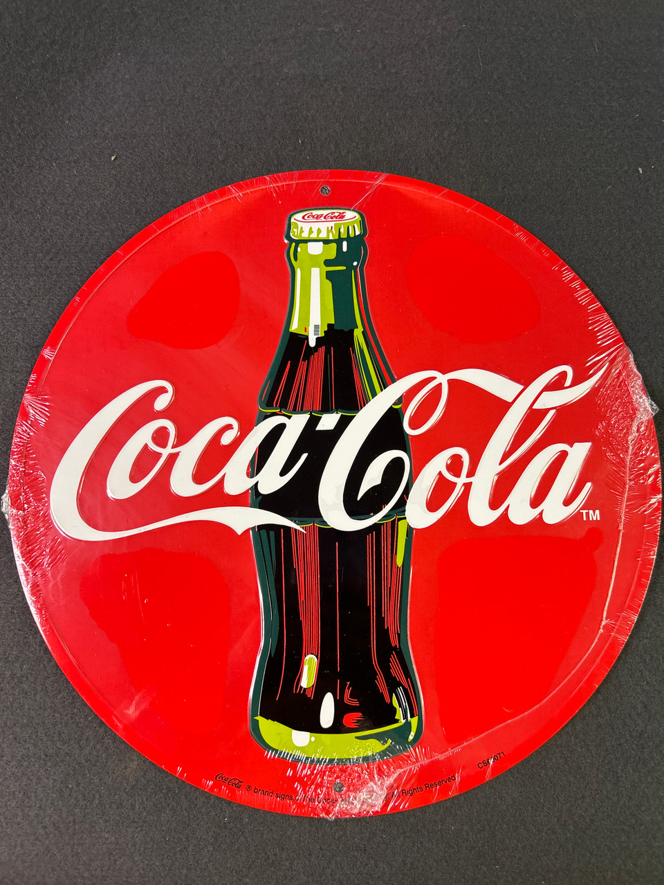 coca-cola サイン・ディスプレイ Round Red Coca-Cola Tin Sign