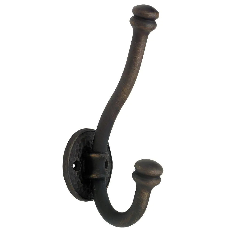 Oil Rubbed Bronze Triple Robe Hook 6-2/3 Inch Jumbo Hammered