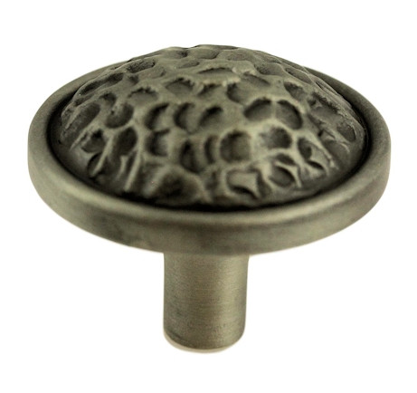 17/16" Hammered Knob with Backplate Brushed Satin Pewter