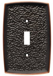 Double Switch Wall Plate Hammered Bronze with Copper Highlights