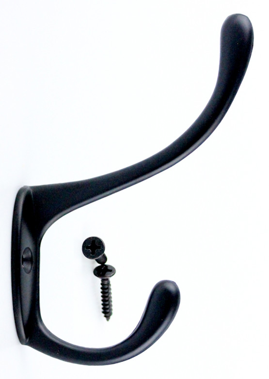 43/8" Shaker Simple Black Coat Hook