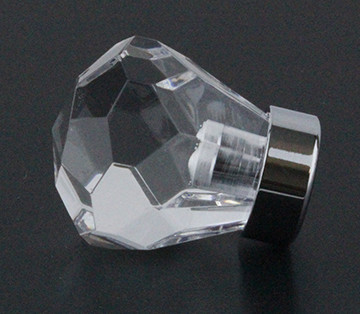 11/8" Diamond Acrylic Knob With Chrome Solid Brass Base