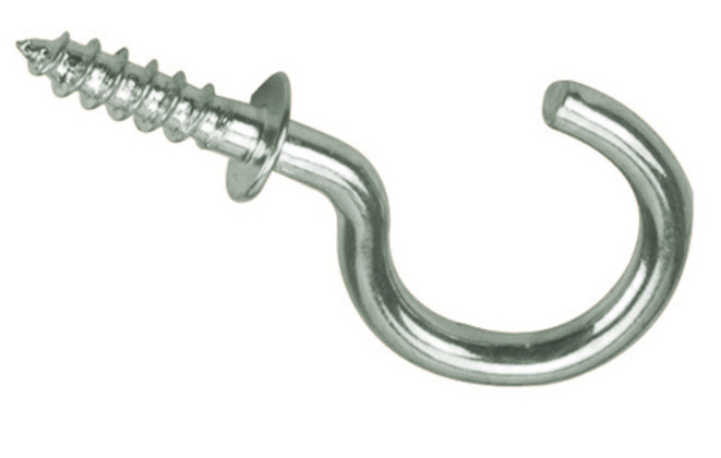 1/2" Cup Hook with Shoulder Nickel Plated (100 PER BAG)