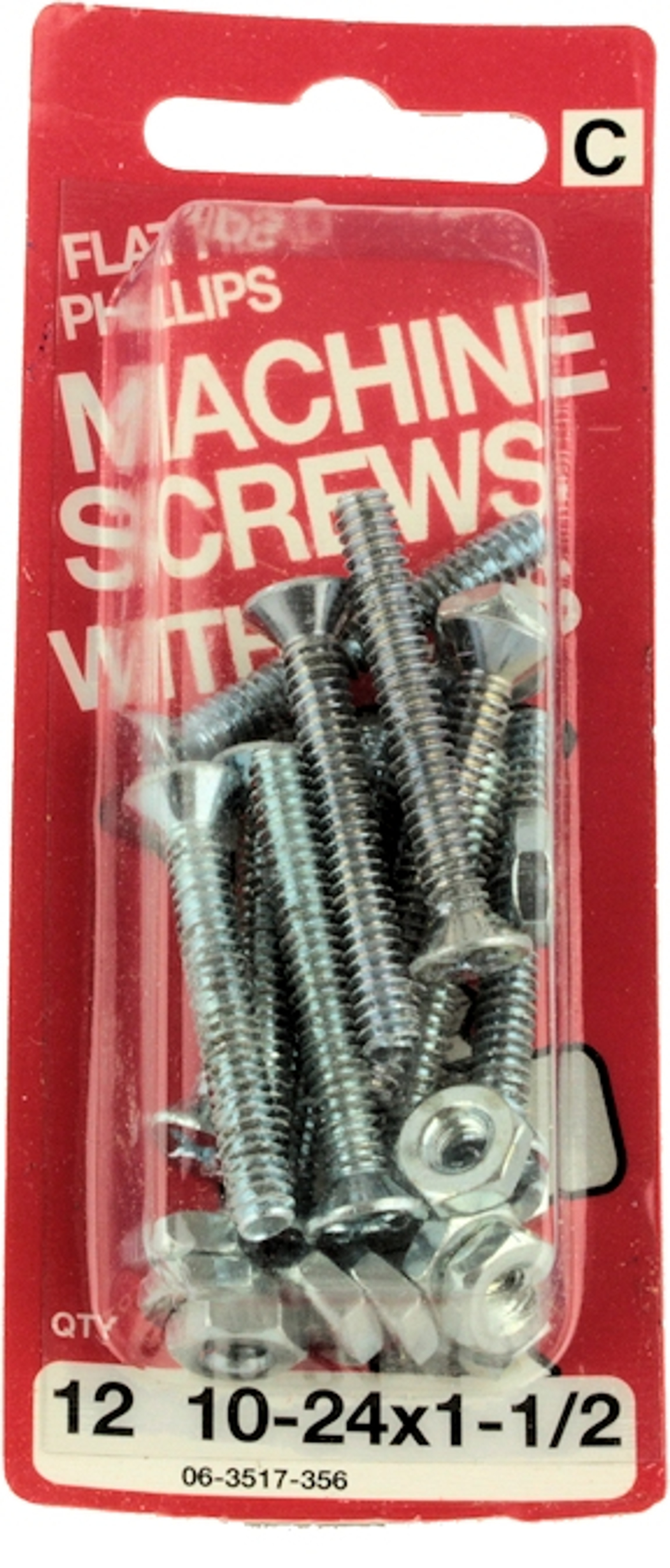1024 x11/2 Flat Head Machine Screws w/ Nuts 12 Pack H063517356