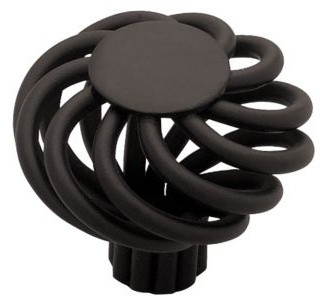 2" Iron Collection Oval Bird Cage Knob Flat Black