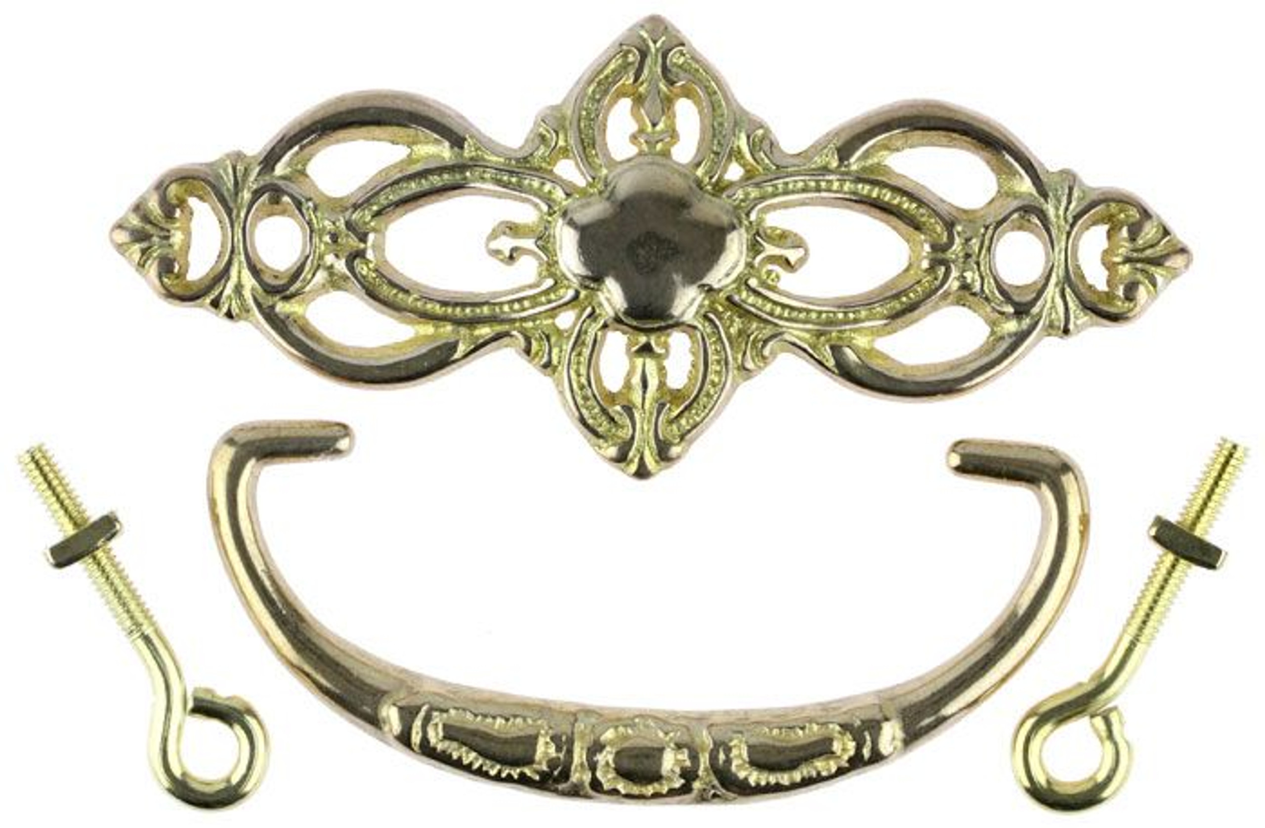 3" Leaves with Crown Victorian Bail Pull Solid Brass