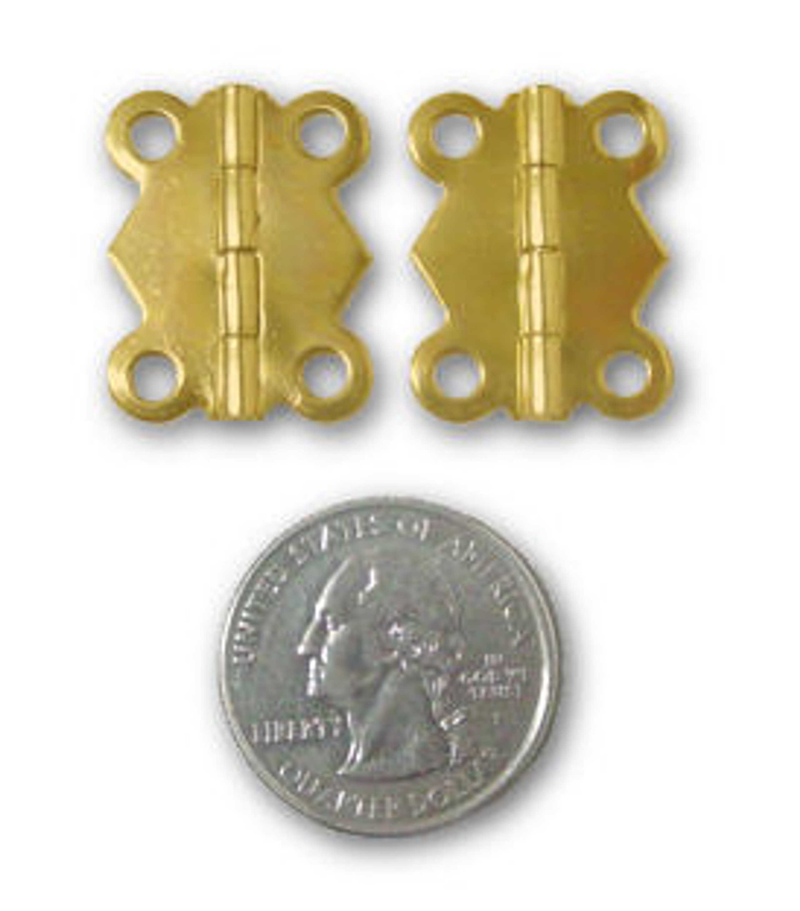 Pair (2) Brass Decorative Small Box Hinges 24X19mm