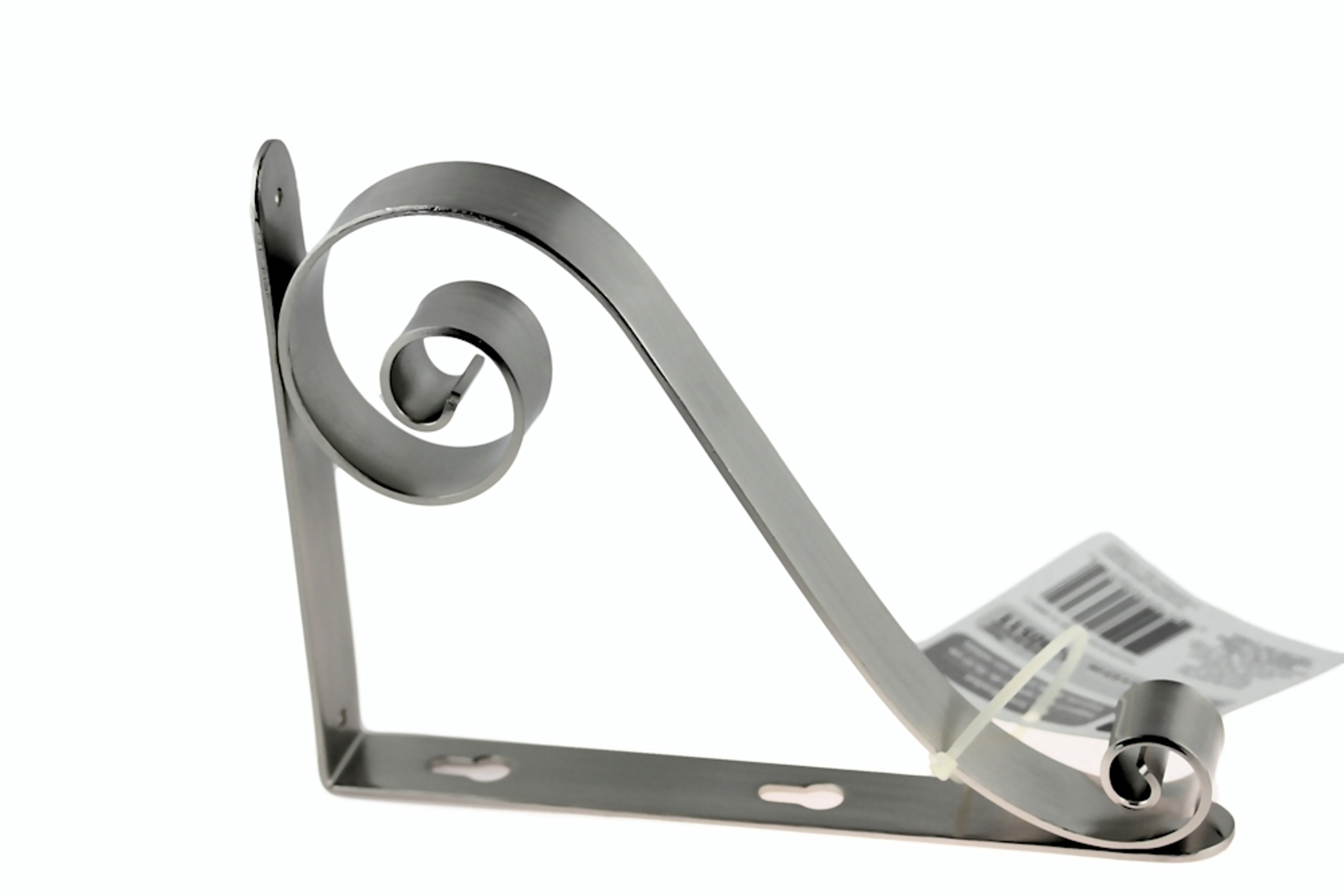 Decorative Shelf Bracket 8" X 6" Satin Nickel Scroll