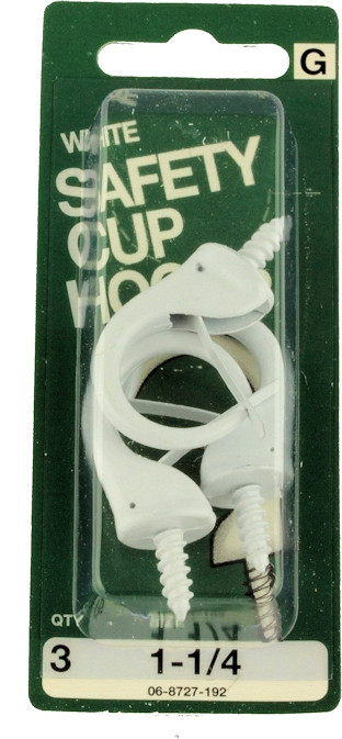 1 1/4" White Safety Cup Hook 3 Pack (970726)