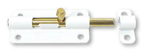 4" Barrel Bolt Lock White Epoxy/Brass LQ-50018