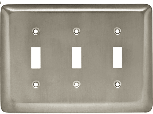 Stamped Round Triple Toggle Sn Wall Plate - 64380