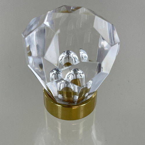 Crystal Acrylic Knob with Polished Brass Base