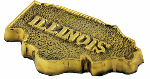 Illinois shaped solid brass paperweight