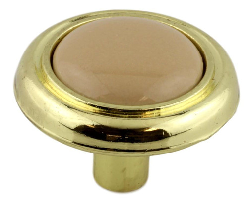 Brass Plated Knob with Almond Ceramic Insert