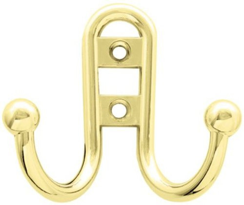 Two Prong Coat Hook - Ceramic & Brass Plated - Front Mount H21-P2351BP