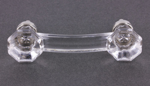 Clear Glass Pull - Octagon w/ Chrome 3"