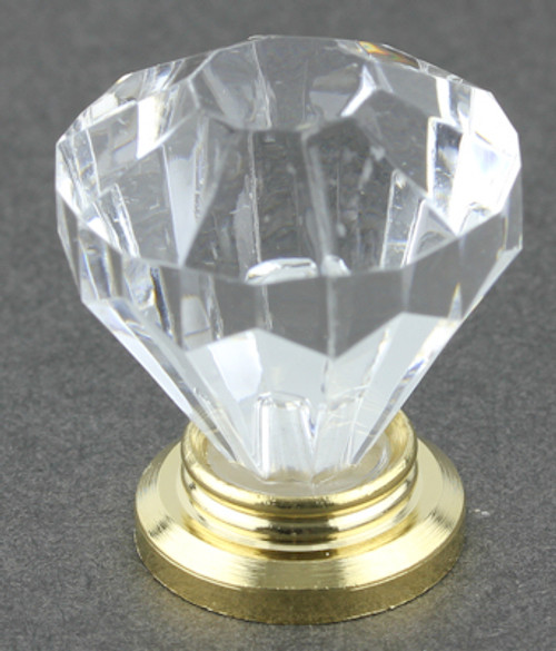 Diamond Cut Acrylic Knob with Gold Plated Base