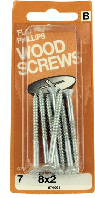 #8 x 2" Flat Head Wood Screws - 7 Pack