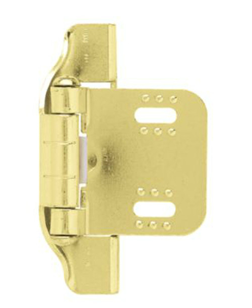 Pair Bright Brass Plated Hinges 1/4" Overlay Semi-Wrap L-H01911C-BP-O