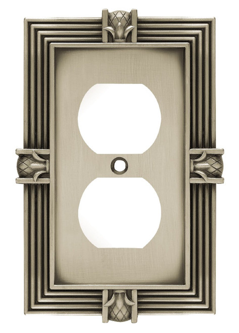 Pineapple Single Duplex Wall Plate - Brushed Satin Pewter (64462)