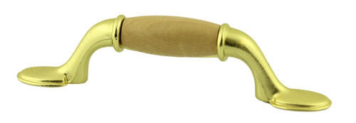 Polished Brass Pull with Wood Center