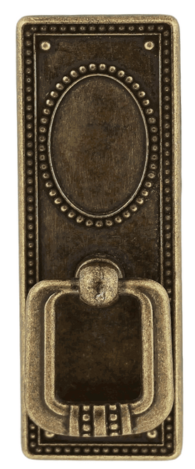 Vintage Federal Style Verticle Rectangular Drop Pull - Antique Brass Finish P2879-AB