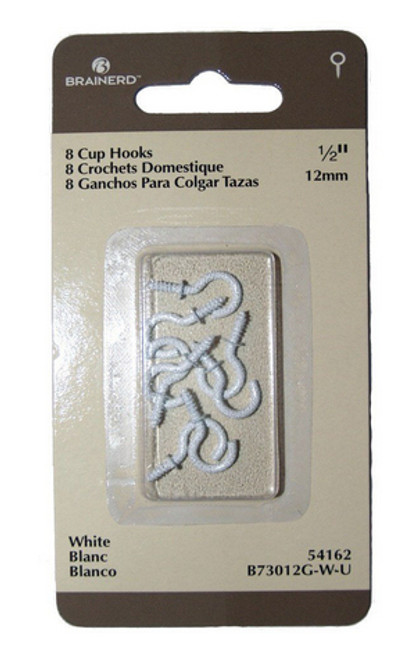 1/2" White Cup Hook - 8 Pack 54162
