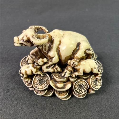 Faux Ivory Chinese Ox S-657-9