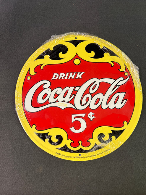 Yellow, Black and Red 5 cent Coke Sign