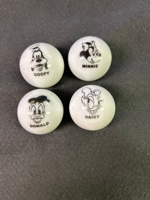 (4-pc) Assorted  Black and White Disney Marbles  AS-IS