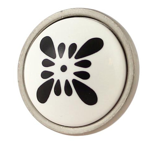 Black Petal Design Ceramic Knob with Satin Nickel Base
CB-PBF650T-BL-C