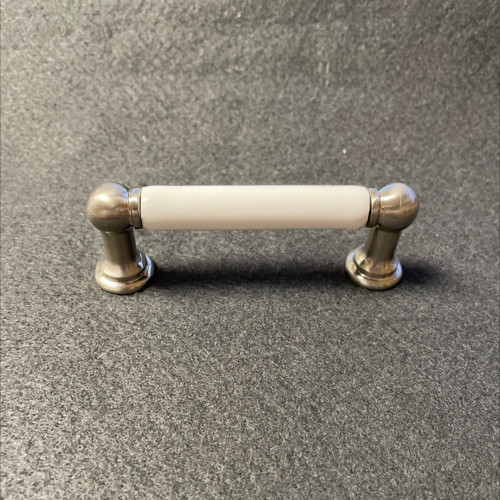 (5 Pack) 3 inch White Ceramic and Satin Nickel Pull 085-03-0877