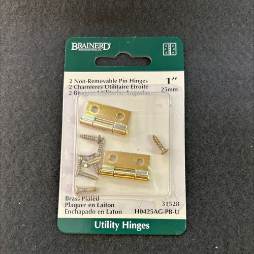 (5 Pack) Pair of Butt Hinges Brass Plated 1 inch X 1 inch Square H0425-AG-PB-U