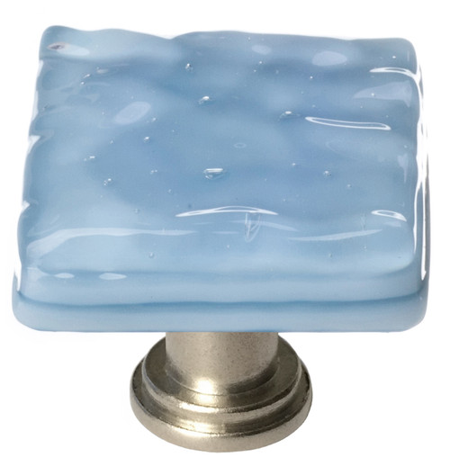 Sietto Glacier powder blue knob with satin nickel base