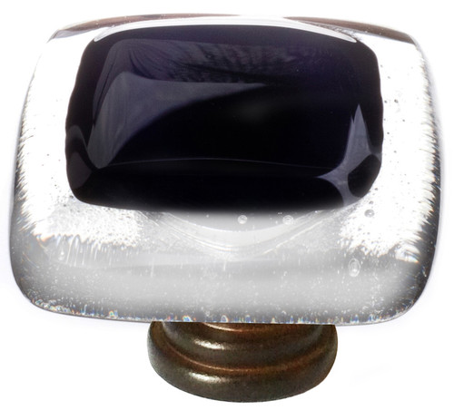 Sietto Reflective black knob with oil rubbed bronze base