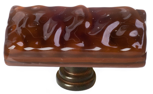 Sietto Glacier woodland brown long knob with oil rubbed bronze base