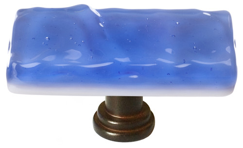 Sietto Glacier sky blue long knob with oil rubbed bronze base