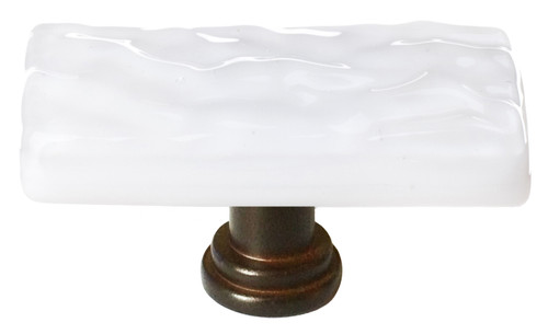 Sietto Skinny Glacier white long knob with oil rubbed bronze base