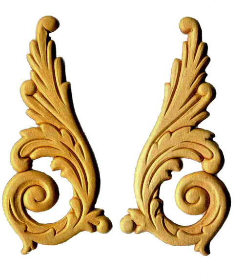 Oak Wood Pair of Plume Appliques
B8